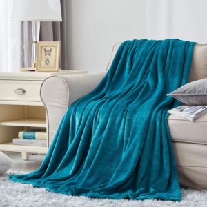 Hansleep Fleece King Size Blanket for Bed Teal, Super Soft Flannel Fuzzy King Size Blanket, Plush Cozy Blanket for All Seasons, Teal, King 90x108 Inches