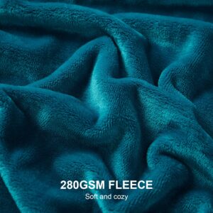 Hansleep Fleece King Size Blanket for Bed Teal, Super Soft Flannel Fuzzy King Size Blanket, Plush Cozy Blanket for All Seasons, Teal, King 90x108 Inches