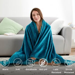 Hansleep Fleece King Size Blanket for Bed Teal, Super Soft Flannel Fuzzy King Size Blanket, Plush Cozy Blanket for All Seasons, Teal, King 90x108 Inches