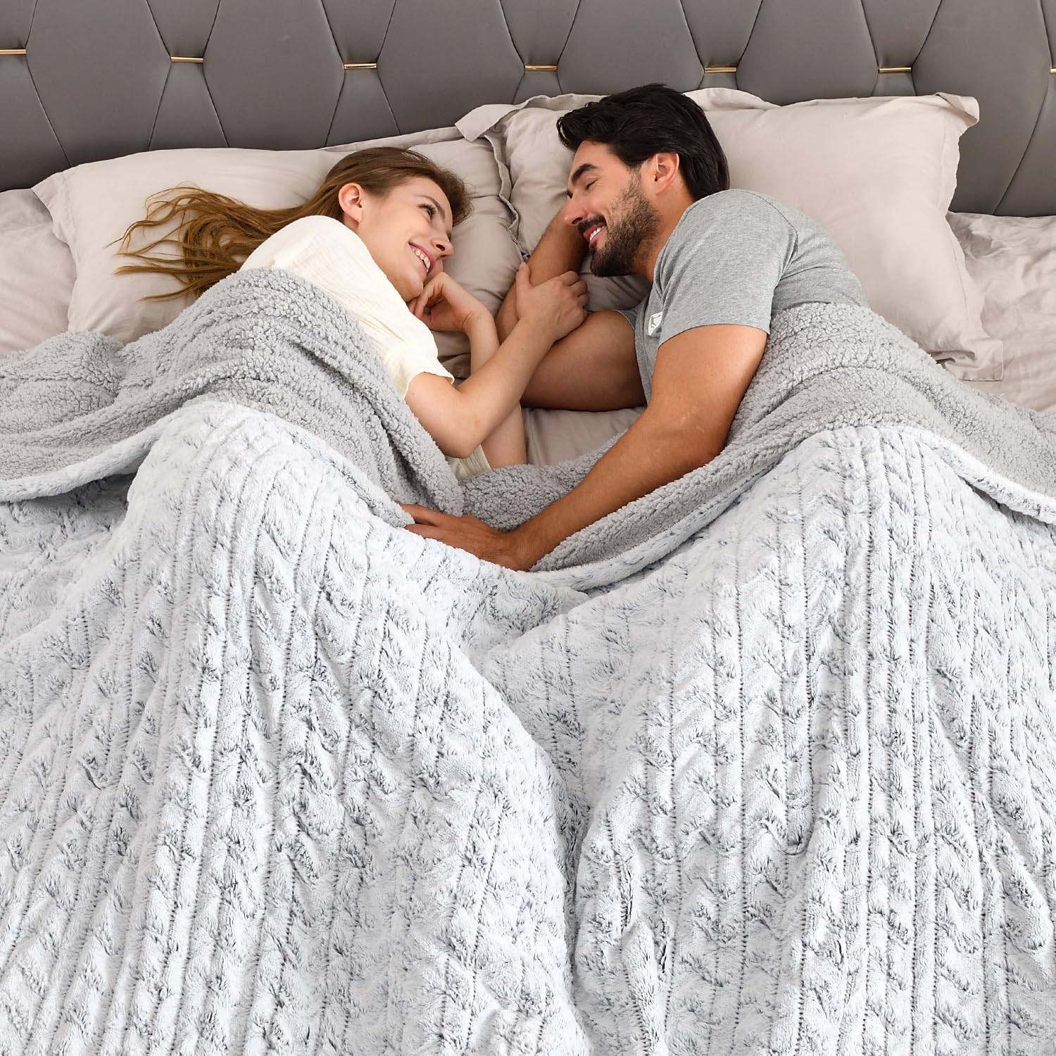 Bearhug Electric Blanket King Size 100" x 90" Dual Controller Heated Blanket, Warm Faux Fur & Soft Sherpa, 10-Heat Levels & 1-12H Auto Off, 5 Year Warranty, Over-Heat Protect, ETL, Machine Washable