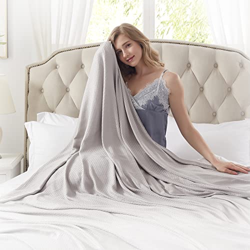 DANGTOP Cooling Blankets, 100% Rayon Derived from Bamboo, Cooling Blankets Absorbs Body Heat to Keep Cool on Warm Night, Ultra-Cool Lightweight Blanket(79x91 inches, Grey)