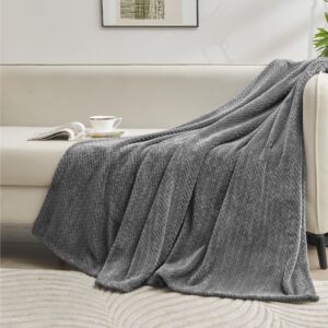 INFIIXSO Throw Blanket for Couch, Super Soft Fleece Blanket with Leaves Pattern Design, Versatile Lightweight Fuzzy Blanket for Bed, Sofa and Travel All Season Use(60x80 Inches, Grey)