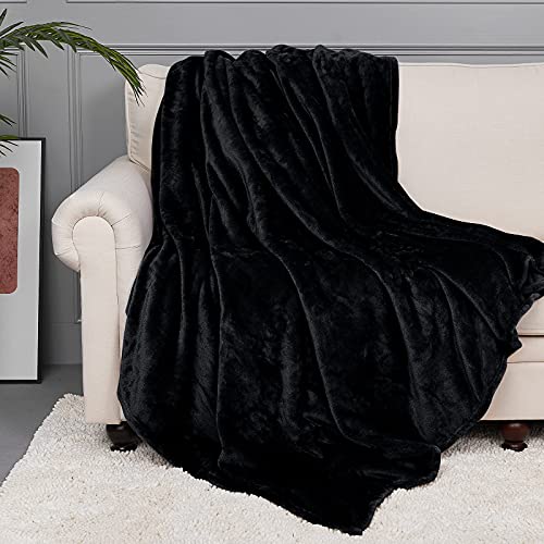 StangH Fleece Bed Blanket Queen Size - Flannel Super Soft Throw Blanket for Babies, Cozy Microfiber Plush Fuzzy Blankets for Couch Sofa Decoration, (Queen Size 90 x 90, Black)