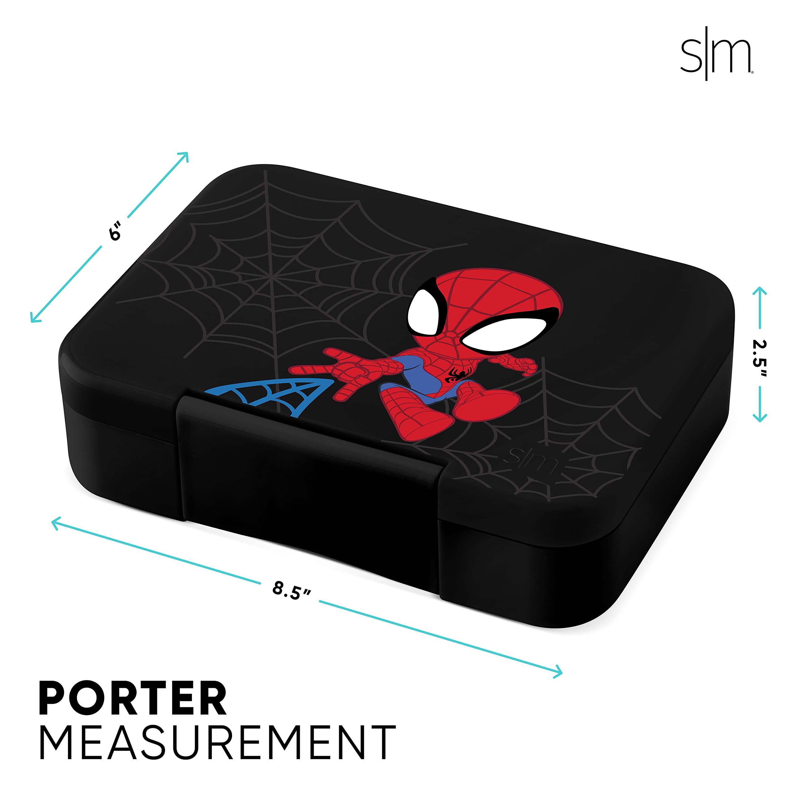 Simple Modern Marvel Spider-man Bento Lunch Box for Kids | BPA Free, Leakproof, Dishwasher Safe | Lunch Container for Boys, Toddlers | Porter Collection | 5 Compartments | Spidey Kid