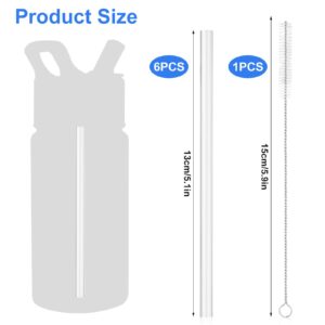 6pcs Straw Replacement for Simple Modern Kids, Water Bottle Sucker Accessories for Simple Modern Kids Water Bottle Stainless Steel Reusable Tumbler for Toddlers 14oz, with 1 Brush