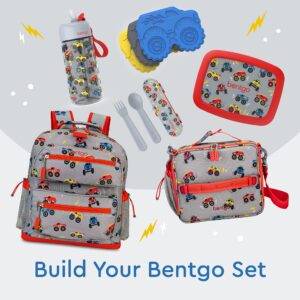 Bentgo® Kids Utensil Set - Reusable Plastic Fork, Spoon & Storage Case - BPA-Free Materials, Easy-Grip Handles, Dishwasher Safe - Ideal for School Lunch, Travel, & Outdoors (Trucks)