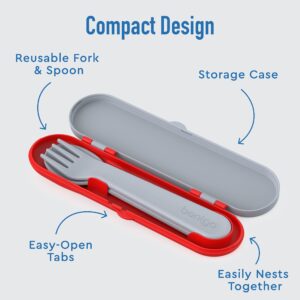 Bentgo® Kids Utensil Set - Reusable Plastic Fork, Spoon & Storage Case - BPA-Free Materials, Easy-Grip Handles, Dishwasher Safe - Ideal for School Lunch, Travel, & Outdoors (Trucks)