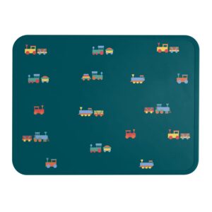 simple modern silicone placemat for baby, toddlers, kids | non-slip baby eating table food mat for restaurants and dining table | piper collection | trains