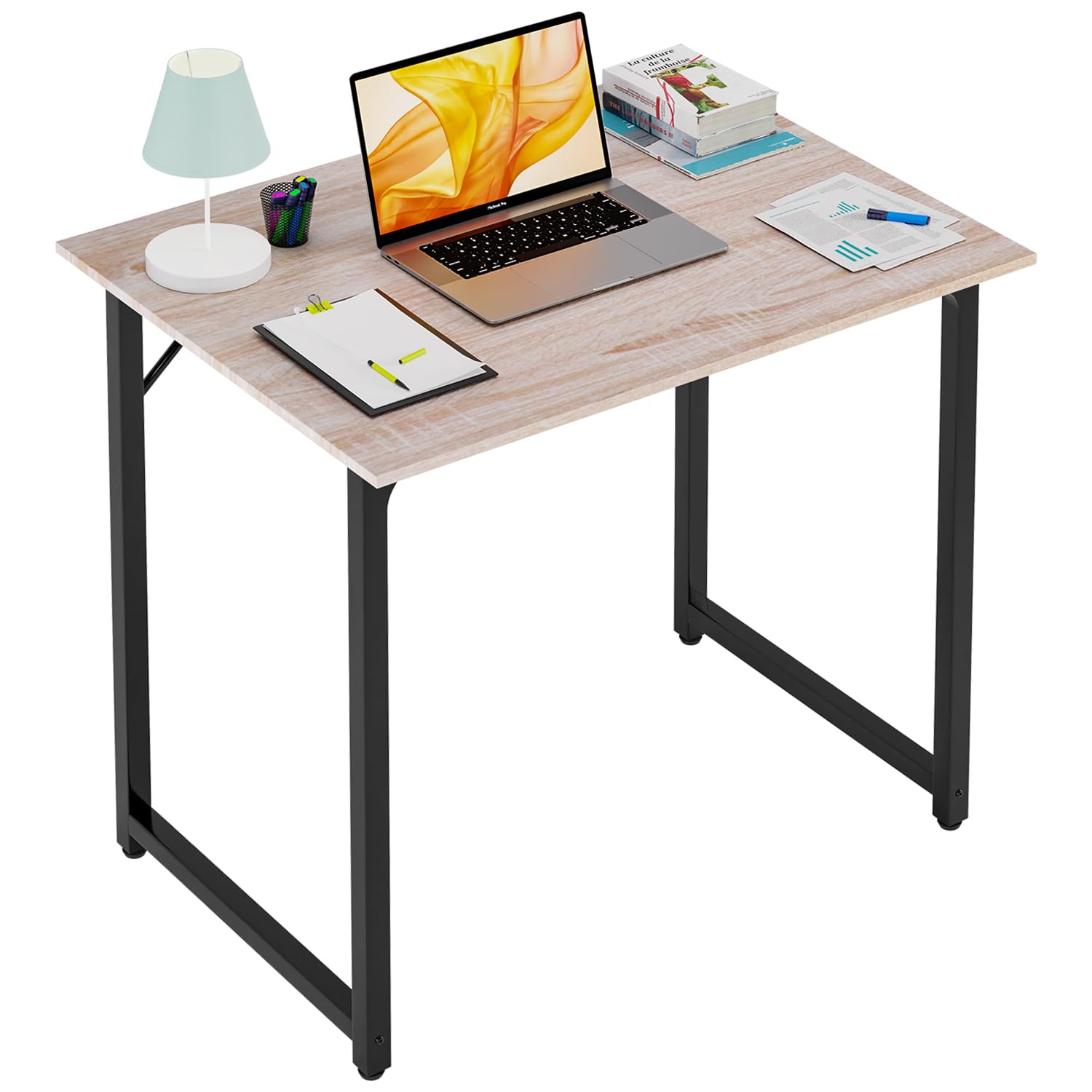 PayLessHere 32 inch Computer Desk,Office Desk with Metal Frame,Modern Simple Style for Home Office Study,Writing for Small Space,Nature