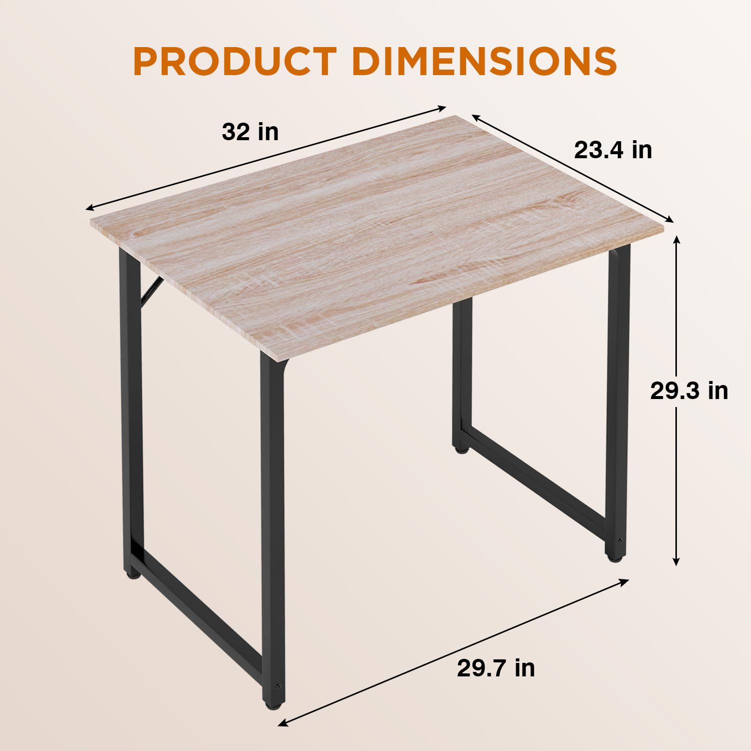 PayLessHere 32 inch Computer Desk,Office Desk with Metal Frame,Modern Simple Style for Home Office Study,Writing for Small Space,Nature