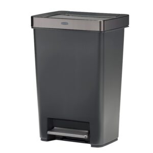 Rubbermaid Premier Series IV Step-On Trash Can for Home and Kitchen, with Stainless Steel Lid, 13 Gallon, Charcoal