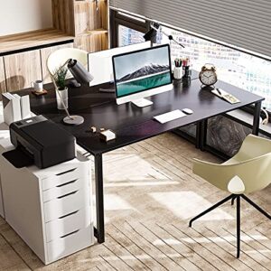 Coleshome 55 Inch Computer Desk, Modern Simple Style Desk for Home Office, Study Student Writing Desk, Black