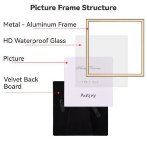 Autjvy 4x4 Picture Frames Gold - Brushed Brass Modern Simple Thin Aluminum Metal Photo Frame with HD Real Glass, Display for Tabletop and Wall Collage. (2 Pack)