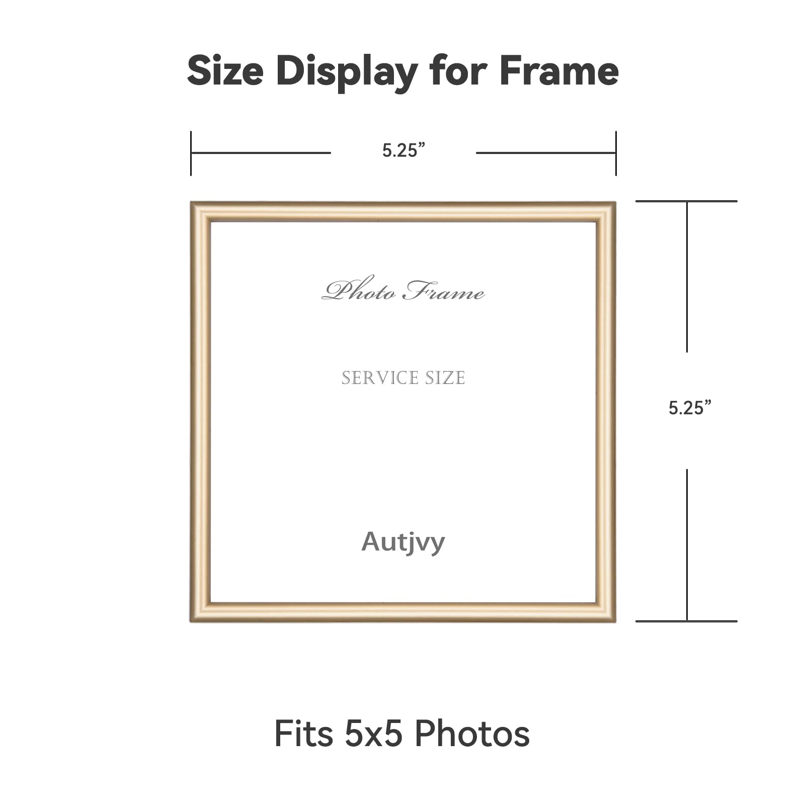 Autjvy 4x4 Picture Frames Gold - Brushed Brass Modern Simple Thin Aluminum Metal Photo Frame with HD Real Glass, Display for Tabletop and Wall Collage. (2 Pack)