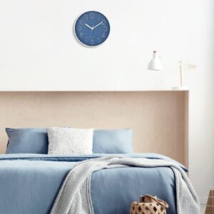 Foxtop 10 Inch Wall Clock Silent Non-Ticking Battery Operated Quartz Round Modern Simple Wall Clock Decorative for Bedroom Kitchen Home Office School (Cerulean)