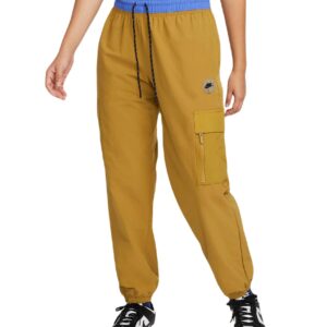 Nike Sportswear NSW Women's Woven Sports Utility Mid-Rise Cargo Pants, Golden Moss/Medium Blue, S Regular US