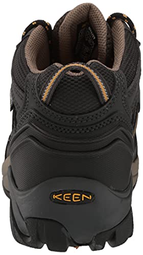 KEEN Utility Women's Lansing Mid Height Steel Toe Waterproof Work Boots, Raven/Tawny Olive, 8