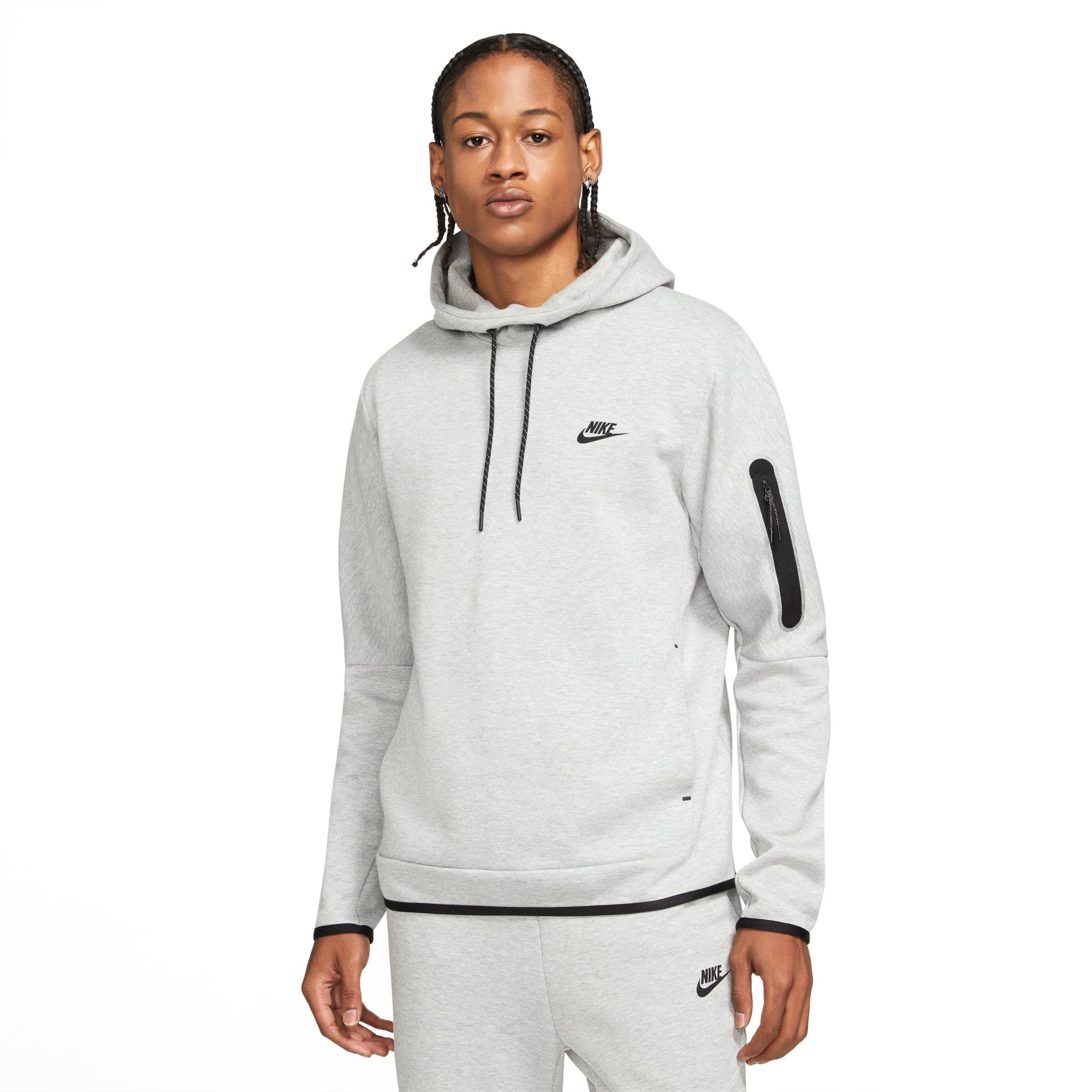 Nike Men's Sportswear Tech Fleece Pullover Hoodie (Medium, Dark Grey Heather/Black)