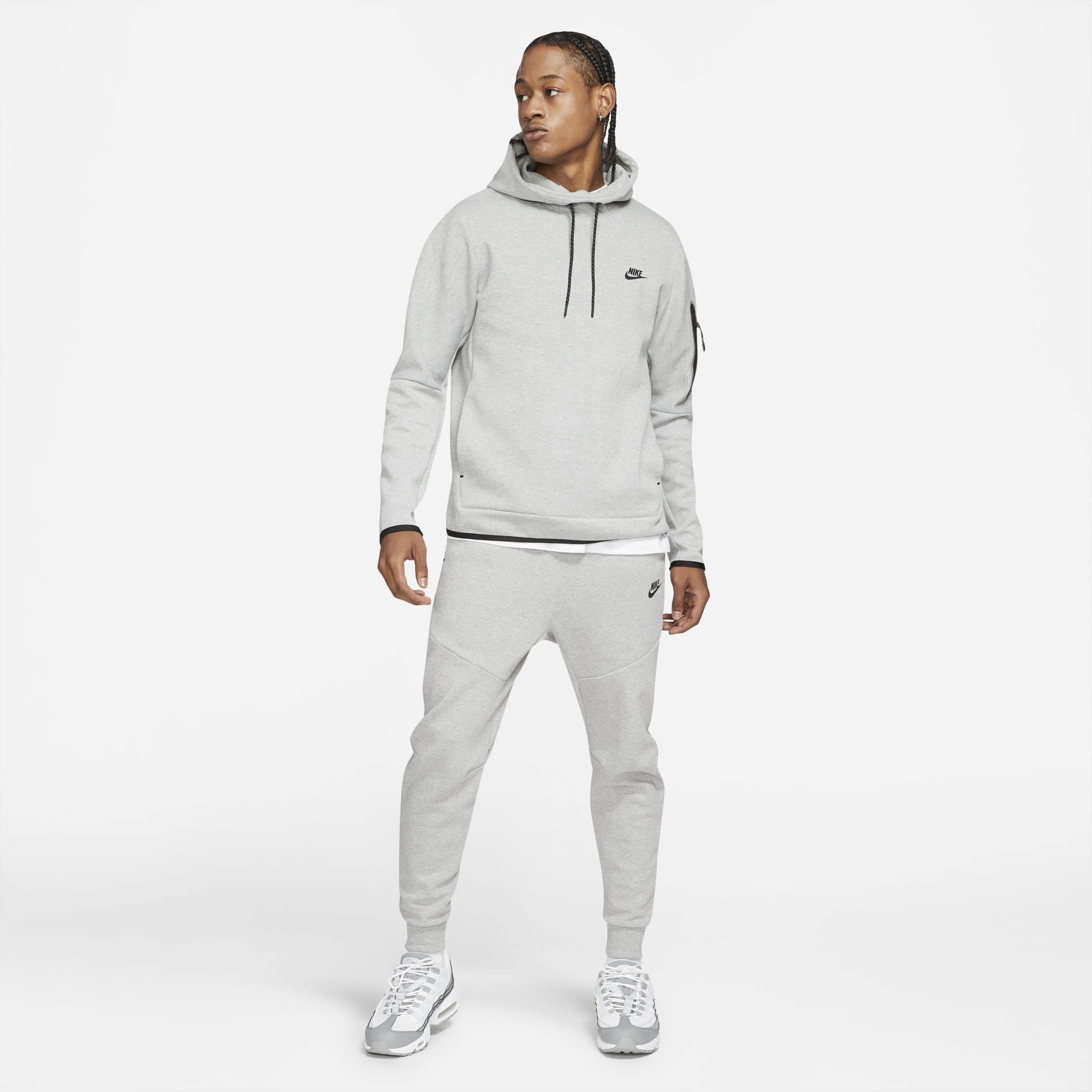 Nike Men's Sportswear Tech Fleece Pullover Hoodie (Medium, Dark Grey Heather/Black)