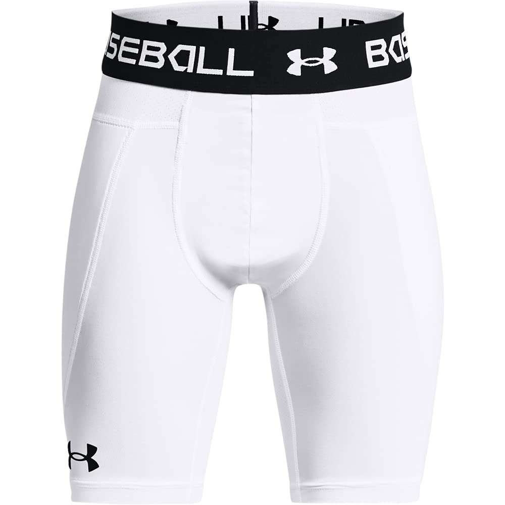 Under Armour Boys Utility Slider 21 Shorts, White (100)/Black, Medium