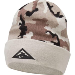 nike trail running dri-fit camo beanie unisex (white/moon fossil/lt iron ore/black) one size