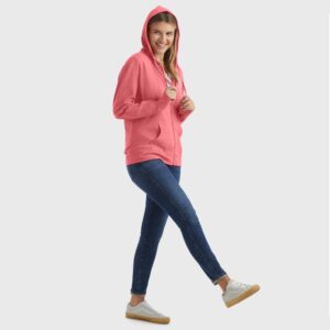 Hanes Women's Jersey Full Zip Hoodie, Briny Pink, Medium