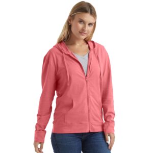 Hanes Women's Jersey Full Zip Hoodie, Briny Pink, Medium