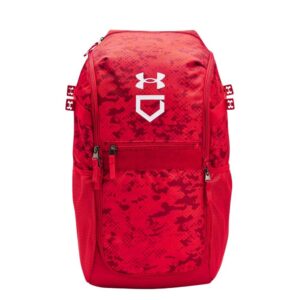 under armour unisex-adult utility baseball backpack print, (602) red / / white, one size fits all