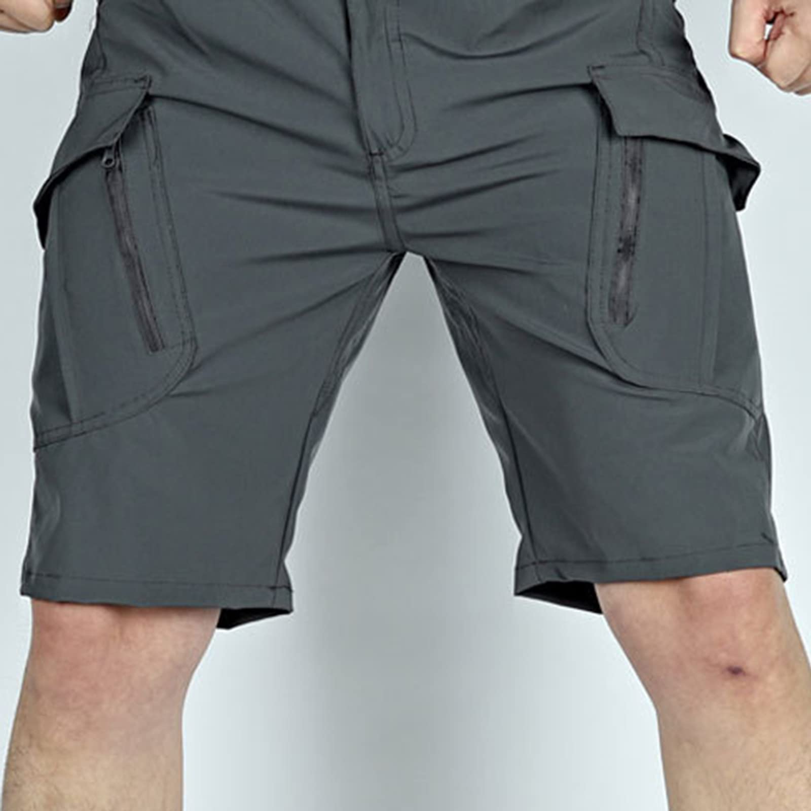 Muscularfit Athletic Shorts with Zipper Pockets Men Shorts with Zipper Pockets Men 2023 Casual Multi Pockets Work Utility Shorts Big and Tall Solid Cargo Shorts Work Workout Shorts Mens Gray L