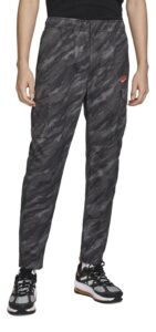 nike sportswear men's aop woven unlined utility pants trousers (as1, alpha, m, regular, regular, black/orange, medium, regular)