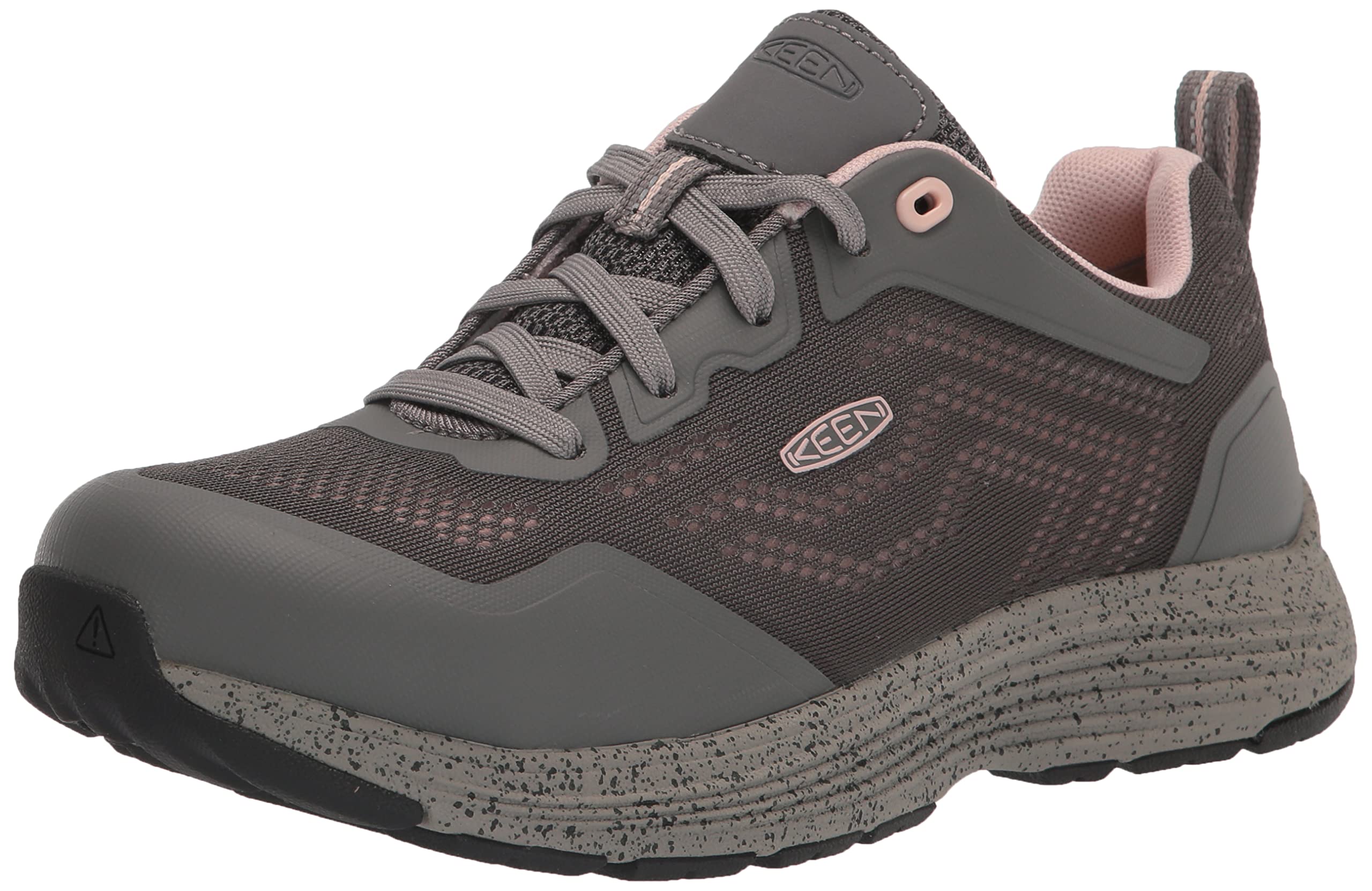 KEEN Utility Women's Sparta 2 Low Height Alloy Toe Industrial Work Shoes, Steel Grey/Peach Whip, 7 Wide