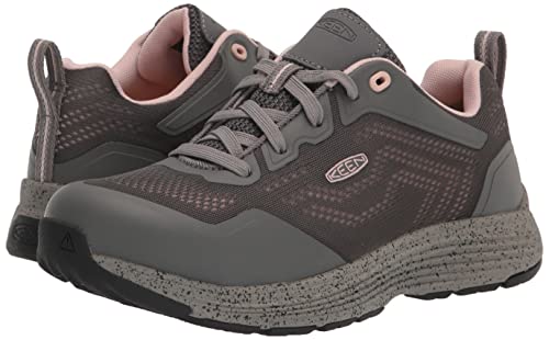 KEEN Utility Women's Sparta 2 Low Height Alloy Toe Industrial Work Shoes, Steel Grey/Peach Whip, 7 Wide