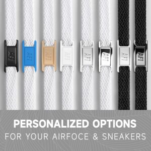 YLOKO Air Force 1 Shoe Laces AF1 Charms with Original Shoe Laces 47Inch Flat White Laces for Sneakers air force 1s Laces with Metal Lace Tags - Matte Gold