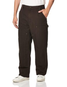 carhartt men's loose fit washed duck double-front utility work pant, dark brown, 42w x 32l