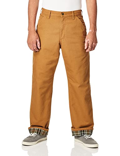 Carhartt Men's Loose Fit Washed Duck Flannel-Lined Utility Work Pant, Carhartt Brown, 40W x 30L