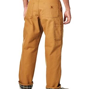 Carhartt Men's Loose Fit Washed Duck Flannel-Lined Utility Work Pant, Carhartt Brown, 40W x 30L