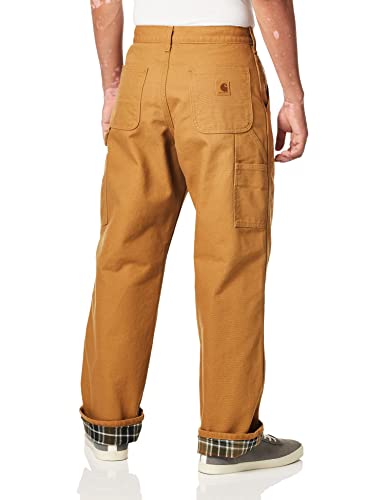 Carhartt Men's Loose Fit Washed Duck Flannel-Lined Utility Work Pant, Carhartt Brown, 40W x 30L