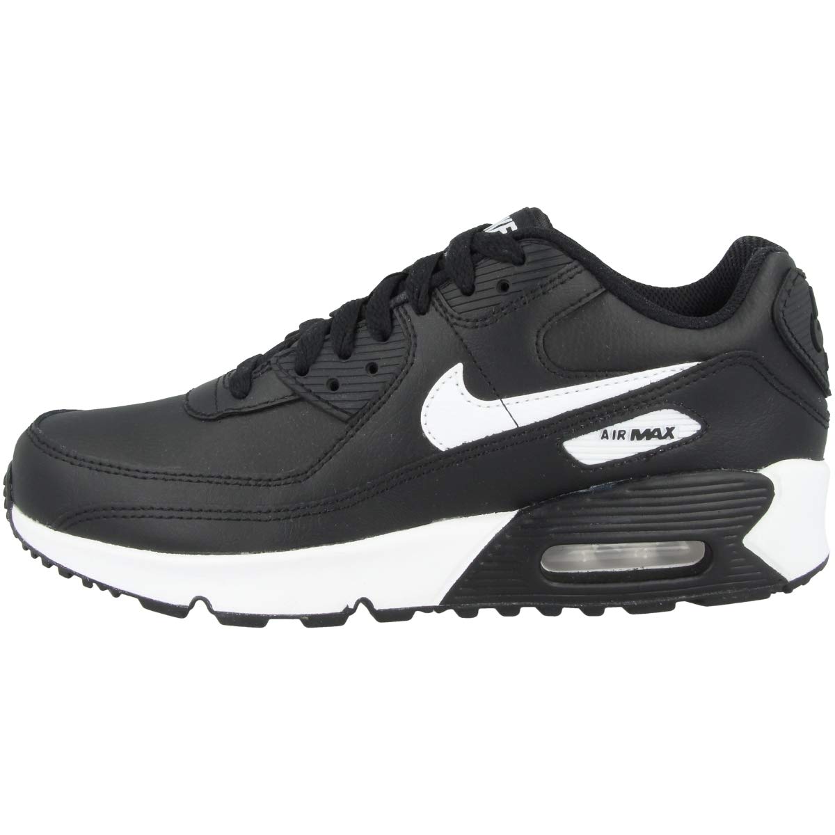 Nike Boy's Air Max 90 LTR (Big Kid) Black/White/Black 4 Big Kid M