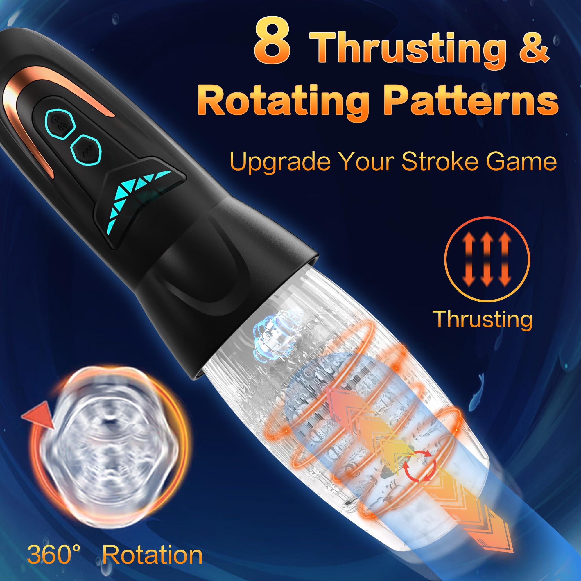 Automatic Male Masturbator Sex Toy with 10 Vibration, 8 Thrusting & Rotating Patterns, Pocket Pussies Male Sex Toys for Men, Penis Pump Male Stroker Adult Toy Pocket Pussy for Men, Adult Toys for Men