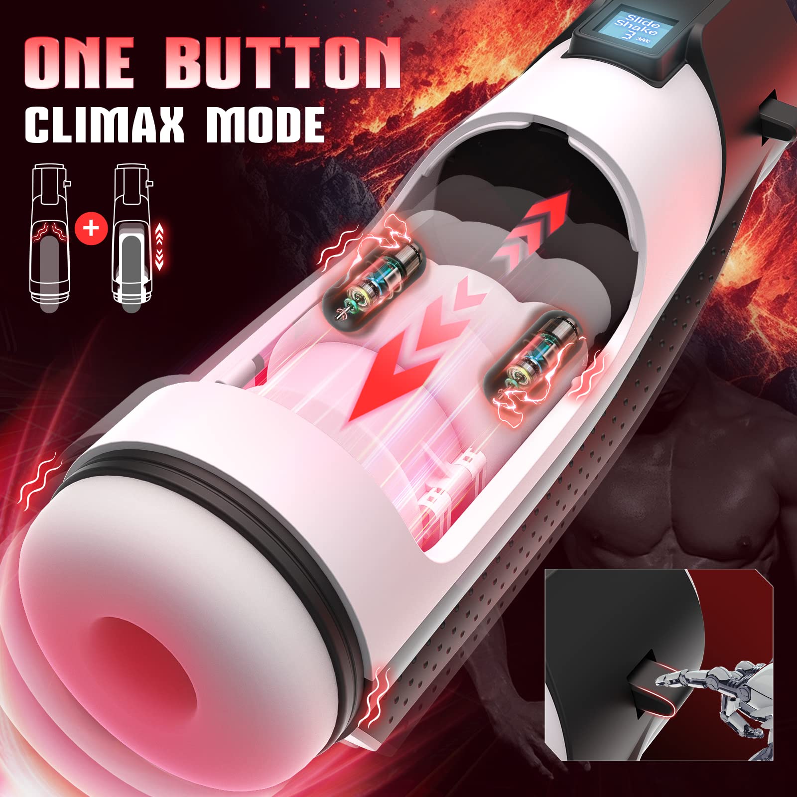 Automatic Male Masturbator Sex Toys for Men Sex Toy, Male Sex Toys Adult Toys Pocket Pussy Penis Pump Sex Machine, 3D Male Stroker Male Masturbators with 10 Vibrating & 8 Thrusting & LCD Display