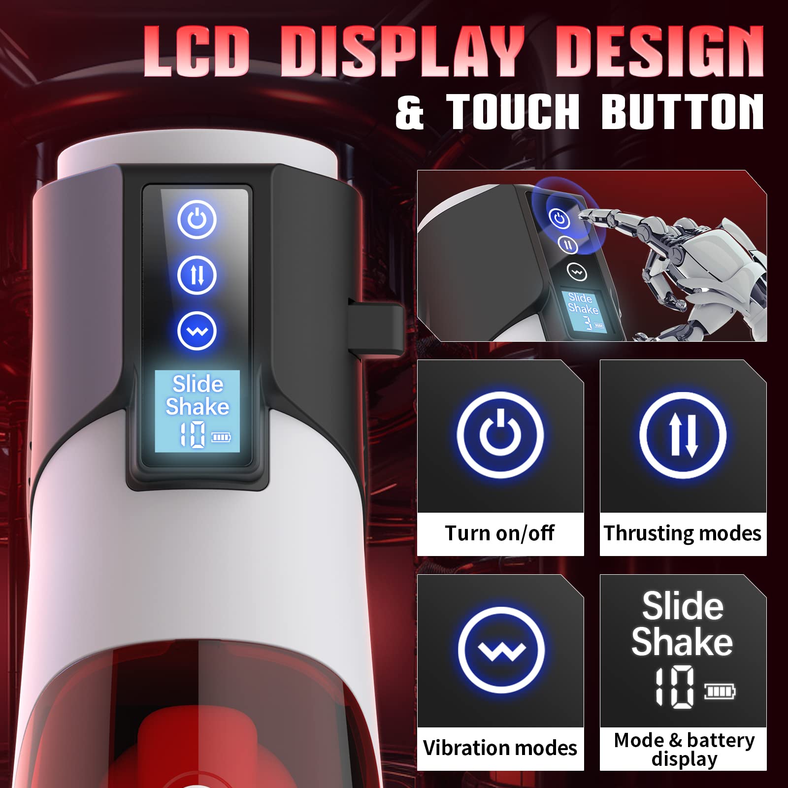 Automatic Male Masturbator Sex Toys for Men Sex Toy, Male Sex Toys Adult Toys Pocket Pussy Penis Pump Sex Machine, 3D Male Stroker Male Masturbators with 10 Vibrating & 8 Thrusting & LCD Display