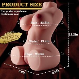 Sex Doll for Male Masturbator Lifelike Adult Torso Doll with Big Boobs, Vagina and Tight Anus 9.5LB Realistic Adult Love Mini Sex Doll with Pocket Pussy Ass Toy for Masturbation