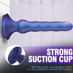 Wave Motion Prostate Massager Anal Vibrator Strong Suction Cup, Remote Control 10 Vibrating 4 Wave Modes, Clitoral G-Spot Stimulator Waterproof Adult Sex Toys for Men Women and Couples (Metal Blue)