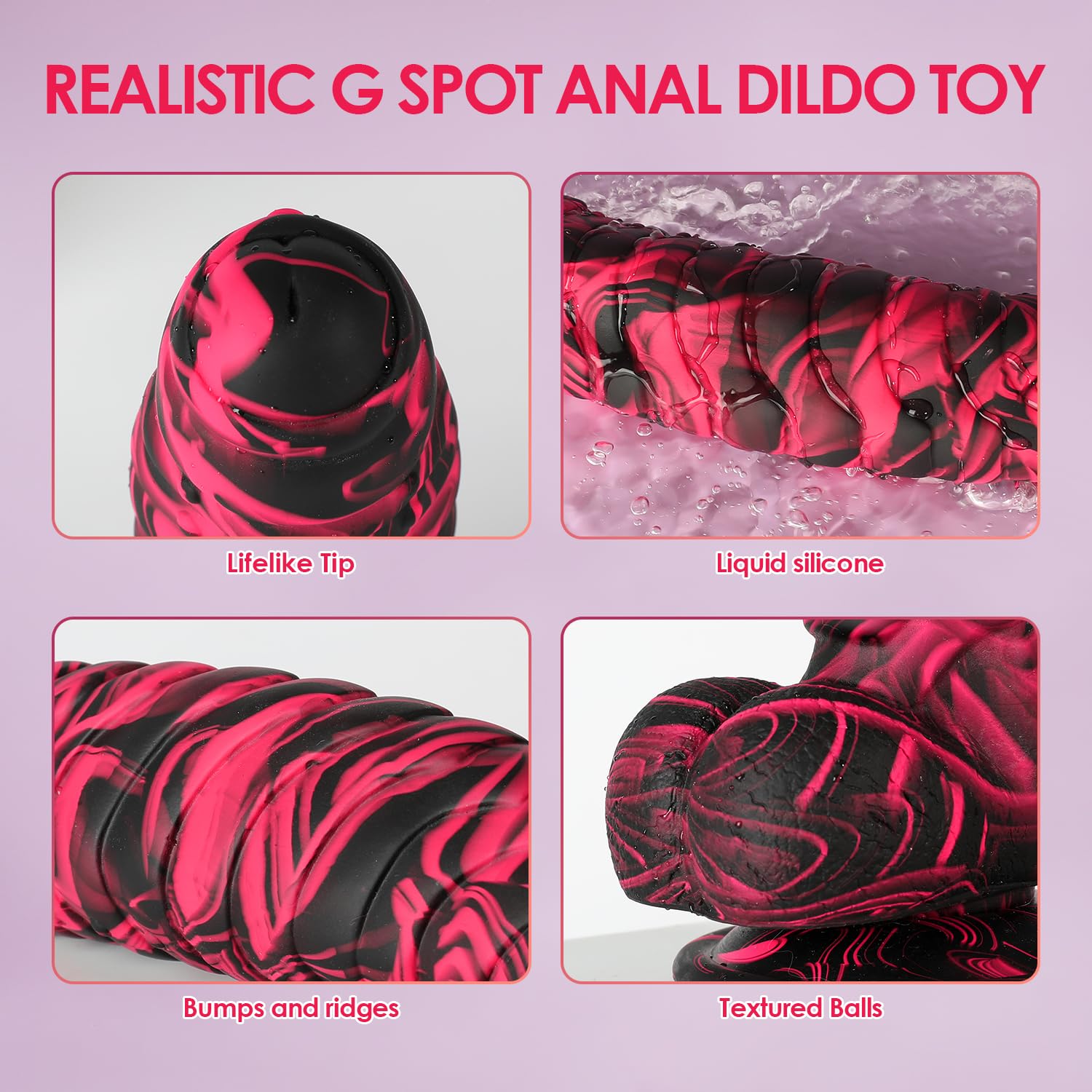 Realistic Thick Dildo 7.16 Inch Adult Toys, Unique Ribbed Monster Big Dildos with Strong Suction Cup for Hands-Free Play, Safe Liquid Silicone Dildo Stimulation Anal Sex Toy for Women, Men and Couples