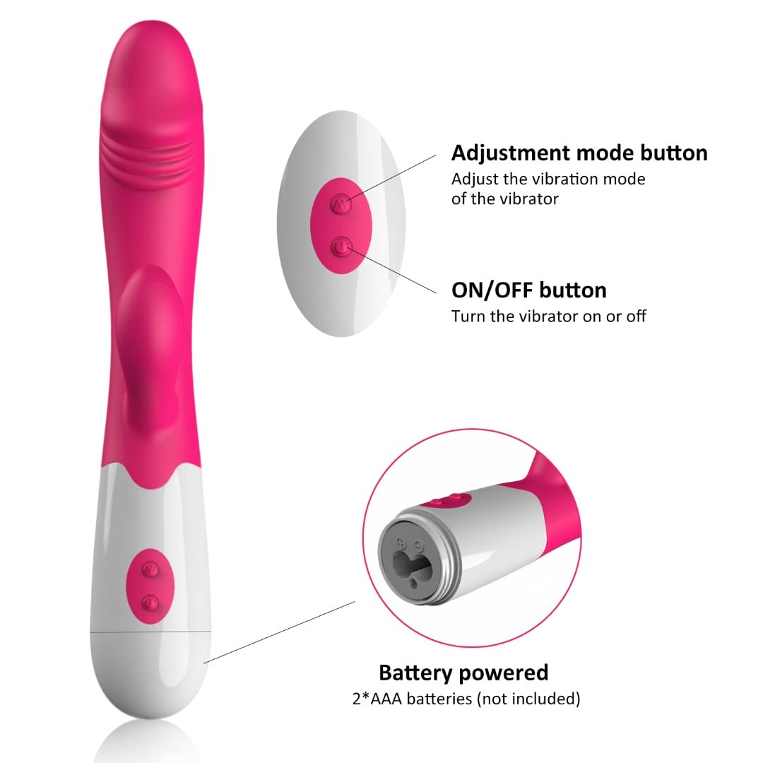 Pink Rabbit Dildo Vibrator, Adult Toys for Womens Sex Pleasure, G Spot Clit Vibrator 30 Speeds, Rose Toys/Woman Sex Toys for Couples. Silicon & Waterproof Female Vibrators with Quiet Operation