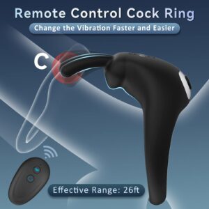 Vibrating Cock Ring Sex Toys for Men, Silicone Penis Ring Remote Control Vibrator with 10 Vibrations, POZFUN Bunny Rabbit Shaped Rechargeable Adult Toy for Couples Male Women Clitoral Vibrator