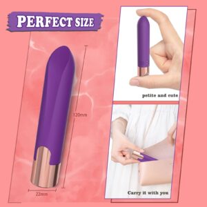 Acvioo Bullet Vibrator with Lipstick Shape for Clitoral Nipple Testis Stimulator, Mini G spot Silicone Massager with 10 Vibration Modes, Waterproof Adult Sex Toy for Women or Couples(Purple)