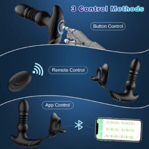 Sex Toys for Men Anal Plug - Krumppo Adult Toys Thrusting Prostate Massager with Cock Ring, Anal Toys APP Remote Control Anal Vibrator Butt Plug Sex Toys for Men, Anal Sex Toys for Men Couples