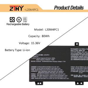 ZTHY 80Wh L20C4PC1 Laptop Battery Replacement for Lenovo Legion 5 Pro-16ACH6 16ACH6H 16ITH6 16ITH6H Legion 5-15ITH6 15ITH6H 15ACH6 15ACH6A 15ACH6H Legion 7-16ITHg6 16ACHg6 Series L20M4PC1 L20D4PC1