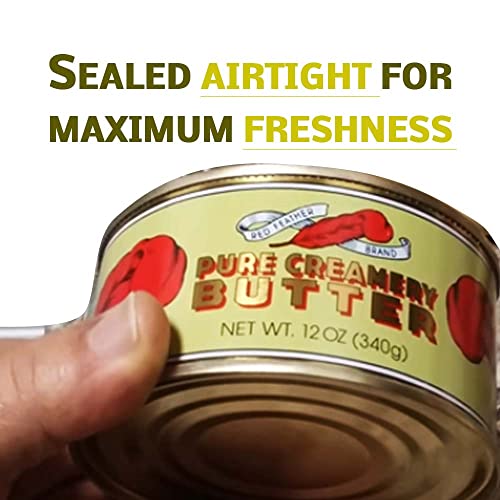 Red Feather Canned Butter A real butter from new Zealand-100% pure no artificial colors or flavors-Great For Hurricane Preparedness Emergency Survival Earthquake Kit-(2 Cans/12Oz Each)